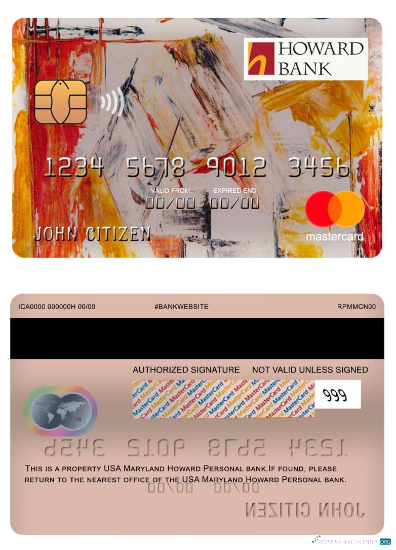 Download USA Maryland Howard Personal bank mastercard Photoshop template